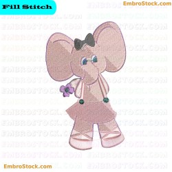 Cartoon Elephant Embroidery Design 30