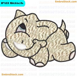 Cartoon Elephant Embroidery Design 4