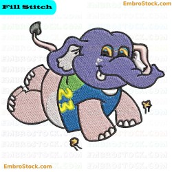 Cartoon Elephant Embroidery Design 6