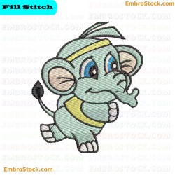 Cartoon Elephant Embroidery Design 7