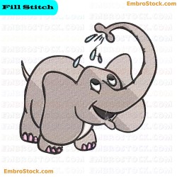 Cartoon Elephant Embroidery Design 8