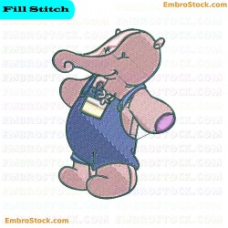 Cartoon Elephant Ragdoll Critters Embroidery Design 9