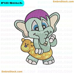 Cartoon Elephant Super Cute Elephants Embroidery Design 1