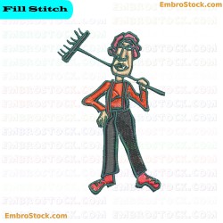 Cartoon Farmer Character Embroidery Design 14