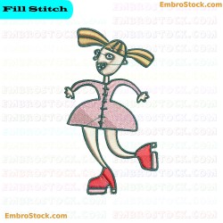 Cartoon Female Character Embroidery Design 1