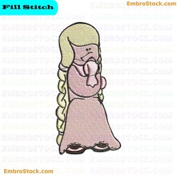 Cartoon Female Character Embroidery Design 25