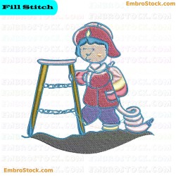 Cartoon Firefighter Embroidery Design 3