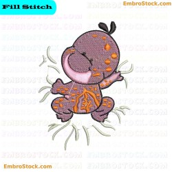 Cartoon Frog Embroidery Design 3