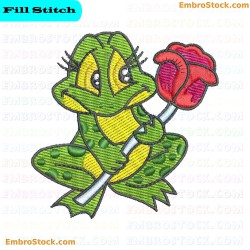 Cartoon Frog Embroidery Design 5