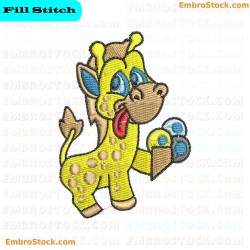 Cartoon Giraffe Embroidery Design 20