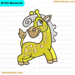 Cartoon Giraffe Embroidery Design 21