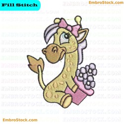 Cartoon Giraffe Embroidery Design 23