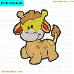 Cartoon Giraffe Embroidery Design 26