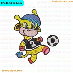 Cartoon Giraffe Soccer Player Embroidery Design 1