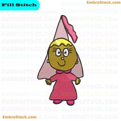 Cartoon Girl Character Embroidery Design 11