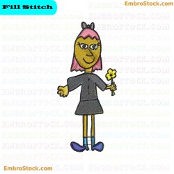 Cartoon Girl Character Embroidery Design 12