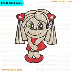 Cartoon Girl Character Embroidery Design 2