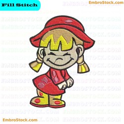 Cartoon Girl Character Embroidery Design 3