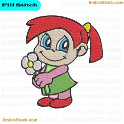 Cartoon Girl Character Embroidery Design 5