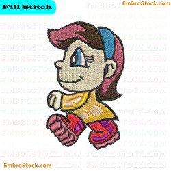 Cartoon Girl Character Girls With Colors Embroidery Design 5