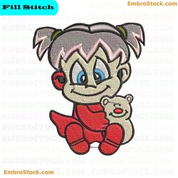 Cartoon Girl Character Sweet Girls Embroidery Design 5