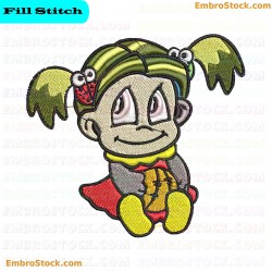 Cartoon Girl Embroidery Design 7