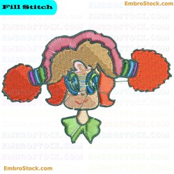 Cartoon Girl Face Embroidery Design 28