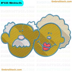 Cartoon Grandparents Embroidery Design 4