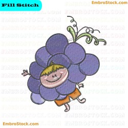 Cartoon Grape Character For Kids Embroidery Design 4