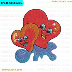 Cartoon Hearts Embroidery Design 31