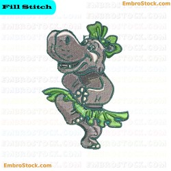 Cartoon Hippo Embroidery Design 11