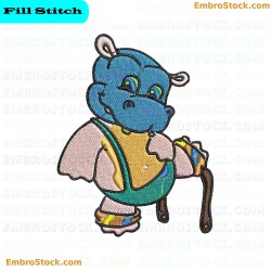 Cartoon Hippopotamus Embroidery Design 3