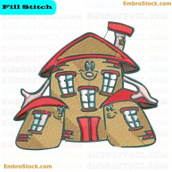 Cartoon House Embroidery Design 2