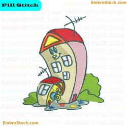 Cartoon House Embroidery Design 7