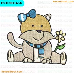 Cartoon Kitten Embroidery Design 20