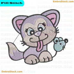 Cartoon Kitten Embroidery Design 6