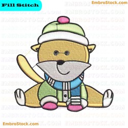 Cartoon Kitten In Winter Attire Embroidery Design 12