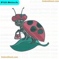 Cartoon Ladybug Character Embroidery Design 85