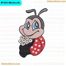 Cartoon Ladybug Embroidery Design 107