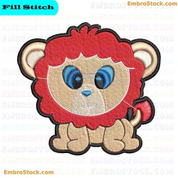 Cartoon Lion Face Embroidery Design 18