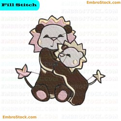 Cartoon Lions Embroidery Design 19