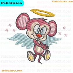 Cartoon Mouse Angel Embroidery Design 2