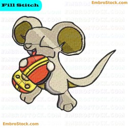 Cartoon Mouse Holding Toy Car Embroidery Design 4