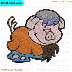 Cartoon Pig Embroidery Design 5