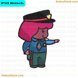 Cartoon Police Character Embroidery Design 3