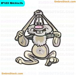 Cartoon Rabbit Pulling Its Ears Embroidery Design 15