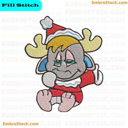 Cartoon Reindeer Character Embroidery Design 6