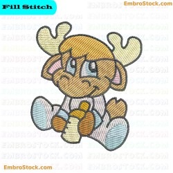 Cartoon Reindeer Embroidery Design 4