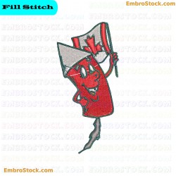 Cartoon Rocket Holding Canadian Flag Embroidery Design 3