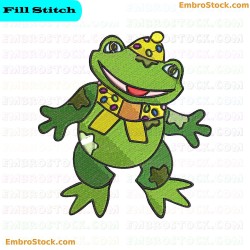 Cartoon Royal Frog Embroidery Design 11